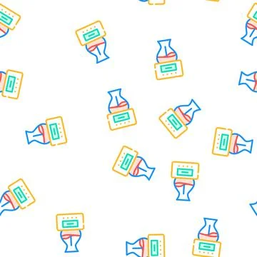 Decanter bar wine glass vector seamless pattern 스톡 일러스트