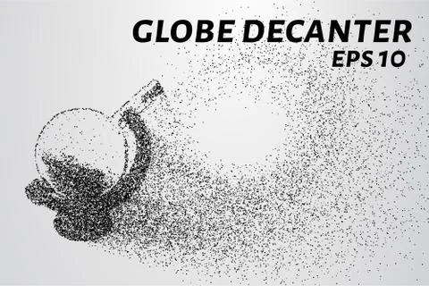 Decanter globe of the particles. The globe consists of dots and circles. Ve.. Illustrazione stock