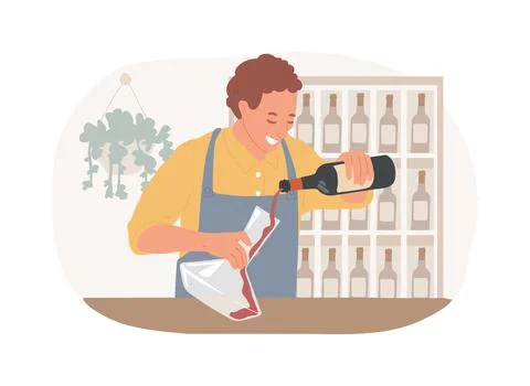 Decanting wine isolated cartoon vector illustrations. Ilustración de archivo