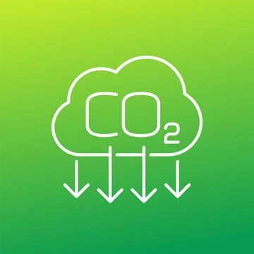 Decarbonisation icon, carbon emissions reduction line vector Stock Illustration