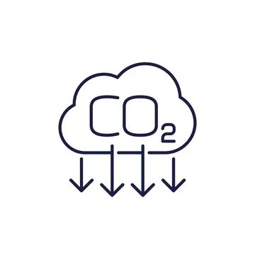 Decarbonisation line icon, co2, carbon emissions reduction Stock Illustration