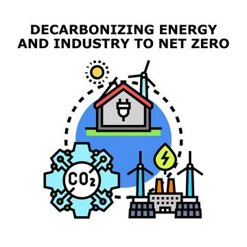 Decarbonizing energy industry achieving net zero Stock Illustration