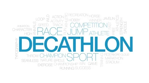 Decathlon animated word cloud. Kinetic typography. Stock Footage 109134236