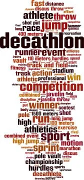 Decathlon word cloud Illustrazione stock