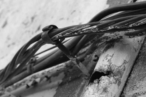 Decay of the electric cable Stock Photos