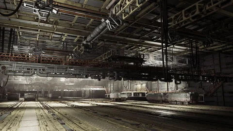 Decay reveals intricate architectural elements and light play Video stock 341595633