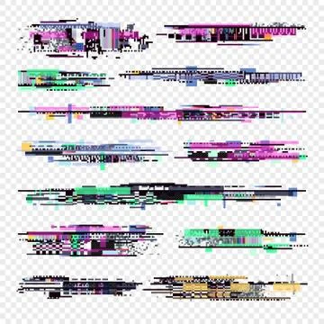 Decay signal glitch vector elements isolated. Grunge monitor glitched noise. Tv Stock Illustration