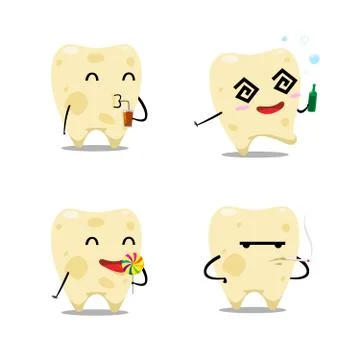 The decay tooth set. Isolated Vector Illustration Stock Illustration