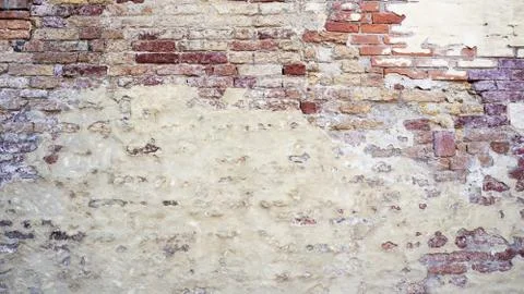 Decay wall mixed with brick  horizontal Stock Photos