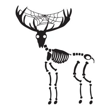 Decayed Ancient Deer Dried Skeleton Bones Stock Illustration