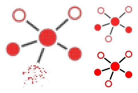 Decayed Dotted with Halftone Connections Icon Stock Illustration