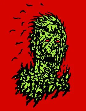 Decayed head of zombie. Vector illustration. Stock Illustration