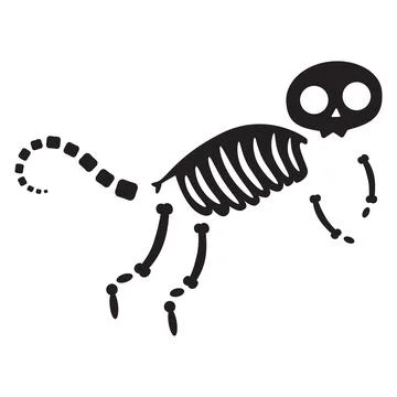 Decayed Huge Cat Dried Skeleton Bones Stock Illustration