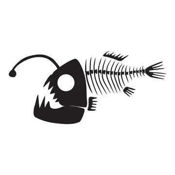Decayed Sea Fish Angler Dried Skeleton Bones Stock Illustration