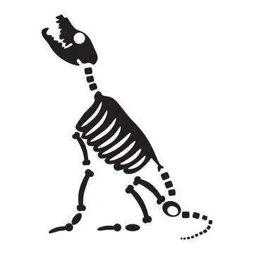 Decayed Wolf Howls Moon Dried Skeleton Bones Stock Illustration