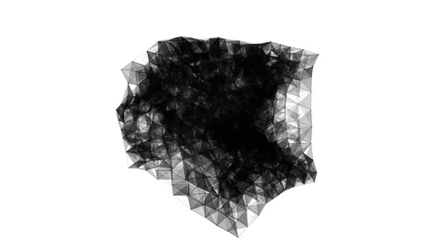 Decaying and collecting 3d cube of particulate matter. on a white background Stock Footage 82760086