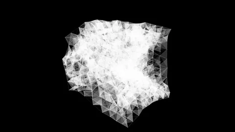 Decaying and collecting 3d cube of particulate matter. on a black background Stock Footage 82880774