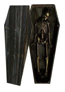 Decaying Skeleton in Coffin Illustrazione stock