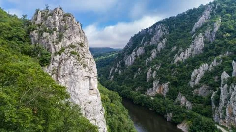 Decebal Head sculpted in rock Stock Photos