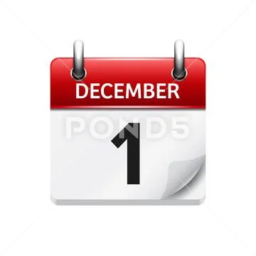 December 1 . Vector flat daily calendar icon. Date and time, day, month.  Holiday: Graphic #238792997