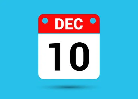 December 10 Calendar Date Flat Icon Day 10 Vector Illustration Stock Illustration