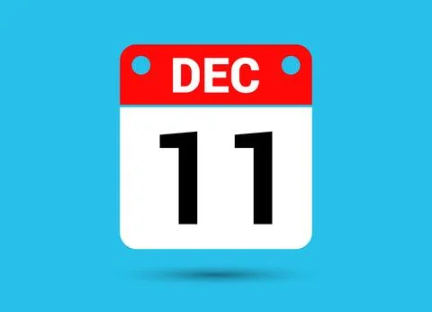 December 11 Calendar Date Flat Icon Day 11 Vector Illustration Stock Illustration