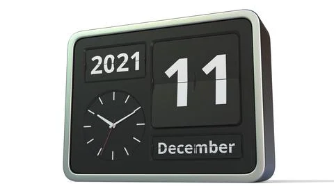 December 11 date on the flip clock calendar, 3d rendering Stock Illustration