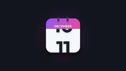 December 11th Flip Calendar Animation Showing Date Icon on Dark Background Stock Footage 344468177