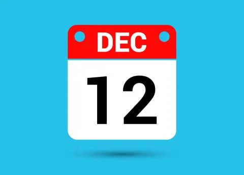December 12 Calendar Date Flat Icon Day 12 Vector Illustration Stock Illustration