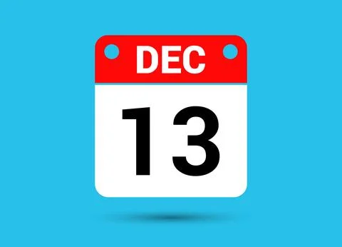 December 13 Calendar Date Flat Icon Day 13 Vector Illustration Stock Illustration