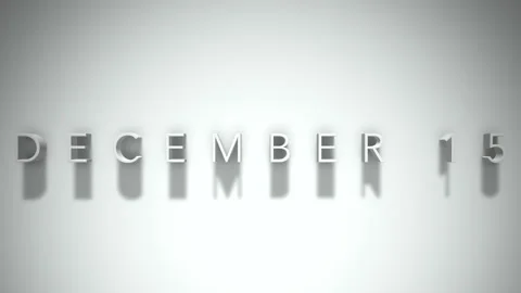 December 15 3D title animation with shadows on a white background Video stock 296000405