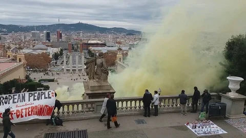 December 16 2018: Protesting in Barcelona for self determination Stock Footage 102176749