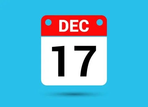 December 17 Calendar Date Flat Icon Day 17 Vector Illustration Stock Illustration