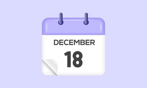 December 18 - calendar and Time planner. Daily Calendar Icon reminder. Vect.. Illustrazione stock