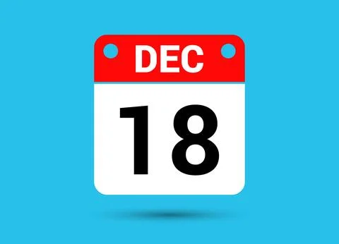December 18 Calendar Date Flat Icon Day 18 Vector Illustration Stock Illustration