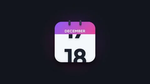 December 18th Flip Calendar Animation Showing Date Icon on Dark Background Stock Footage 344468183