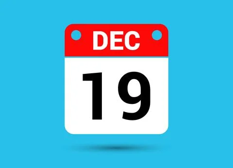 December 19 Calendar Date Flat Icon Day 19 Vector Illustration Stock Illustration