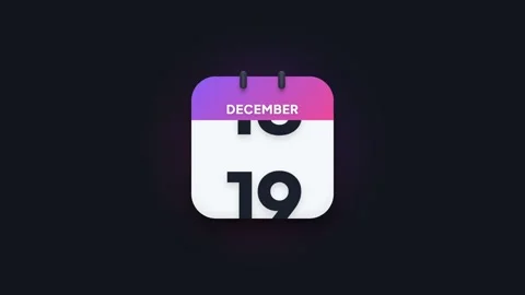 December 19th Flip Calendar Animation Showing Date Icon on Dark Background Stock Footage 344468187
