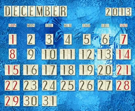 December 2013 - calendar Stock Illustration