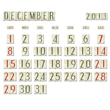 December 2013 - calendar Stock Illustration