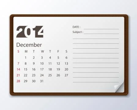 December 2014 calendar Stock Illustration
