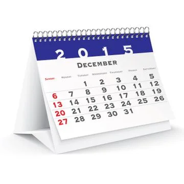 December 2015 desk calendar - vector Stock Illustration