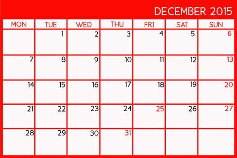 December 2015 Stock Illustration