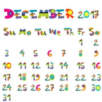 December 2017 calendar Stock Illustration
