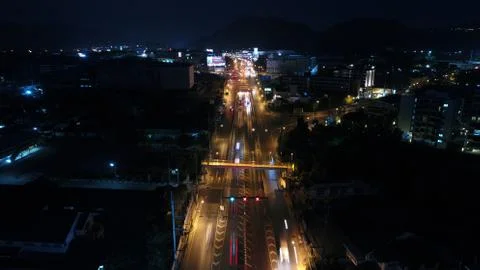 In december, 2017. The main intersection in Phuket town with many vehicles. Stock Photos