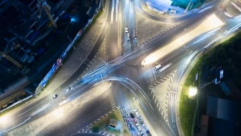 In december, 2017. The main intersection in Phuket town with many vehicles. Stock Photos