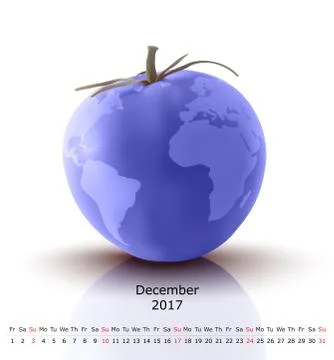 December 2017 tomato calendar Stock Illustration
