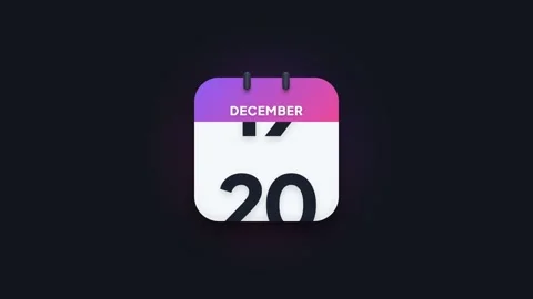 December 20th Flip Calendar Animation Showing Date Icon on Dark Background Stock Footage 344468192