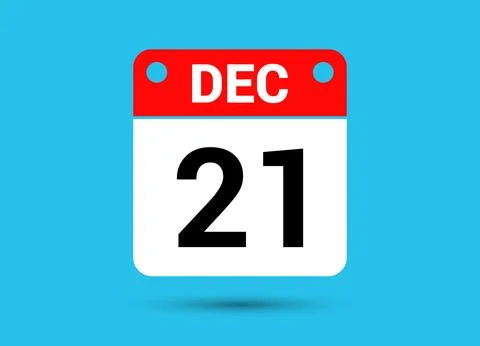 December 21 Calendar Date Flat Icon Day 21 Vector Illustration Stock Illustration
