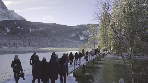 December 23, 2024. Germany, Eibsee bei Grainau. Scenic winter view of frozen Stock Footage 316640356